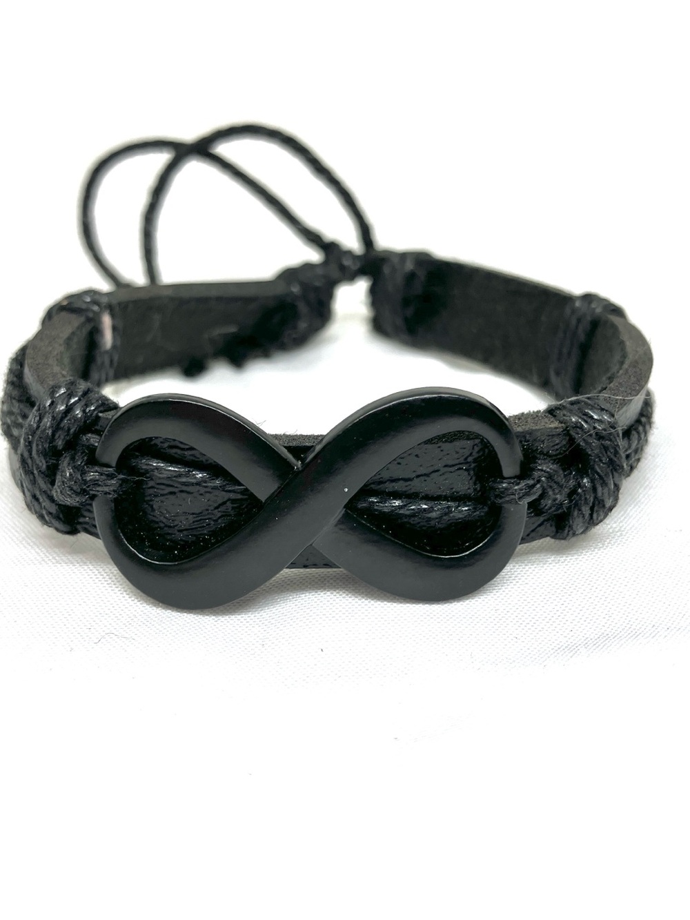 Black Infinity Leather Cord Bracelet